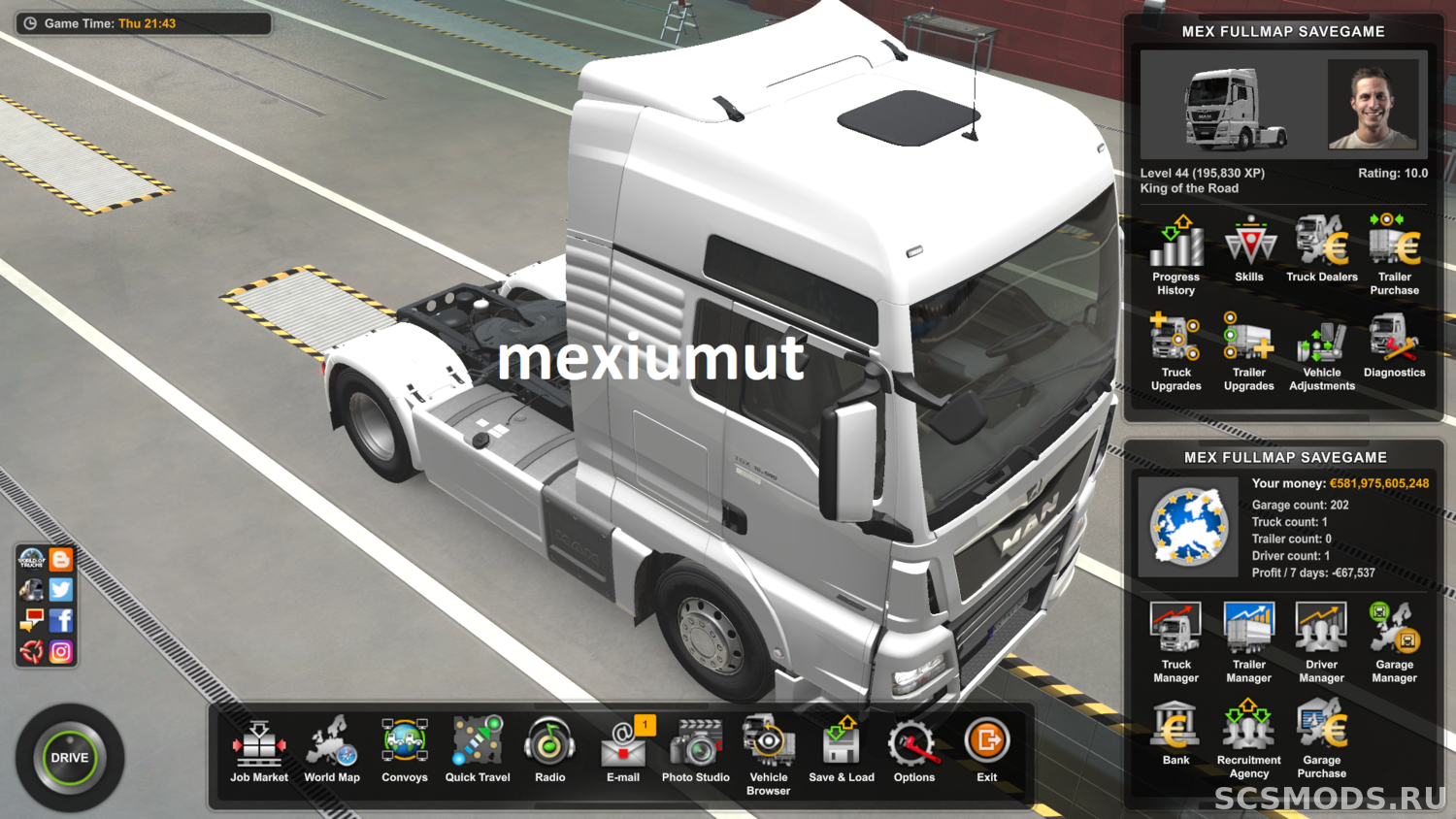 Мод Сохранение на 100% V1 для Euro Truck Simulator 2 (1.43.х)